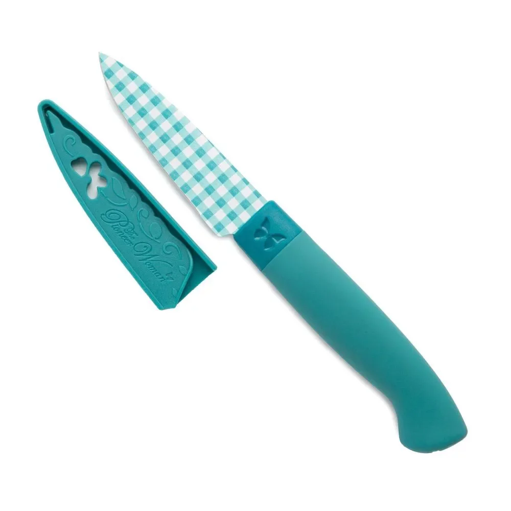 Pioneer Woman Sweet Romance Stainless Steel Knife 3Pc Set W Sheath Floral Green